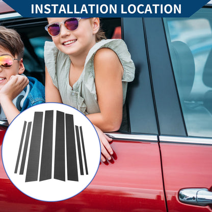 Set of 8 Car Pillar Window Trim Covers for Toyota RAV4 (2013–2018) Black Carbon Fiber