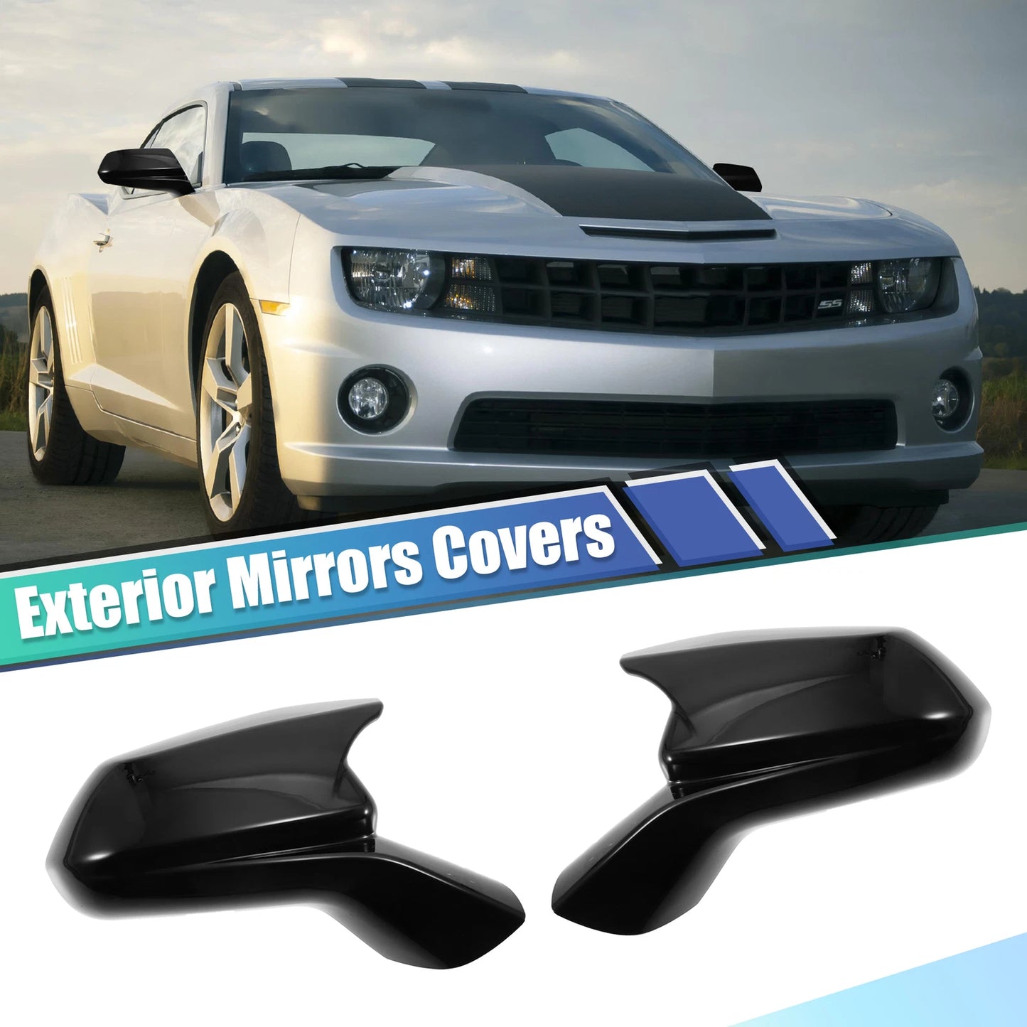 1 Pair Rearview Side Mirror Cover Trim Black for Chevrolet Camaro (2016–2023)