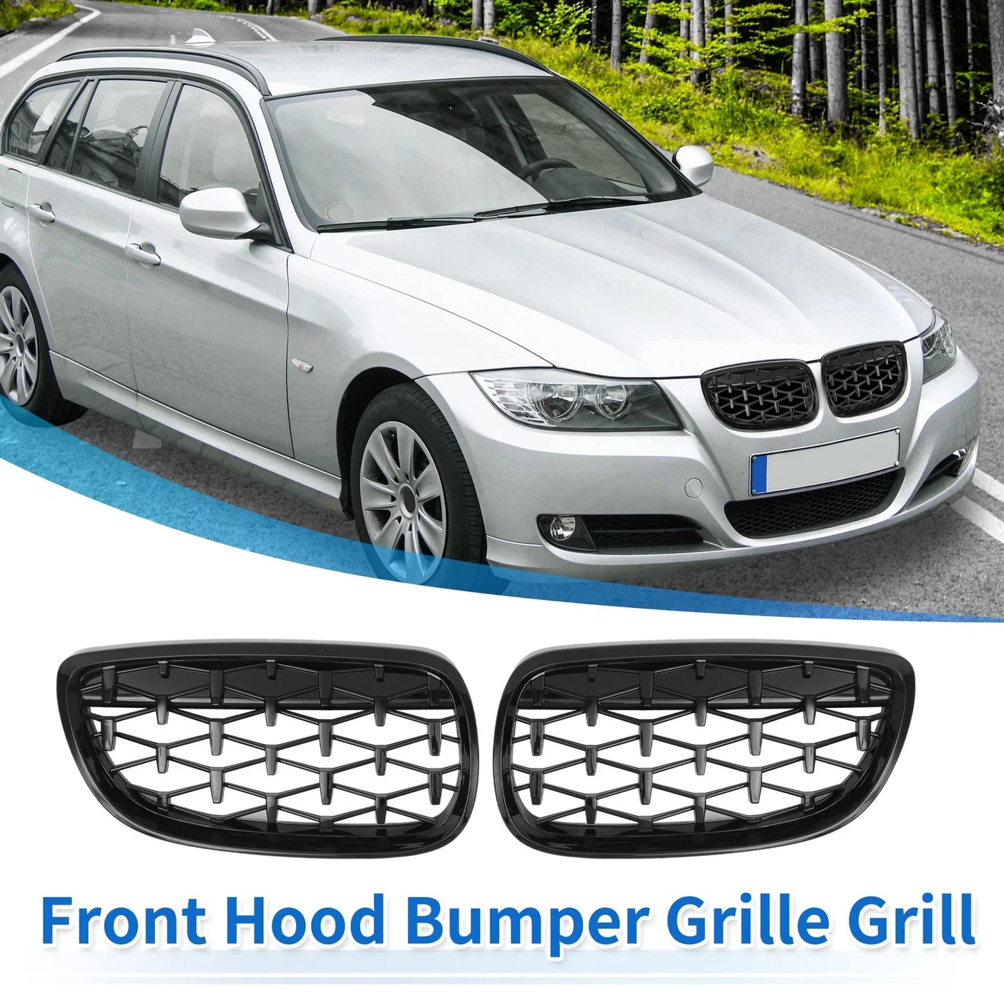 1 x Front Hood Bumper Grille for BMW 328xi M3 335xi 328i 335i Black