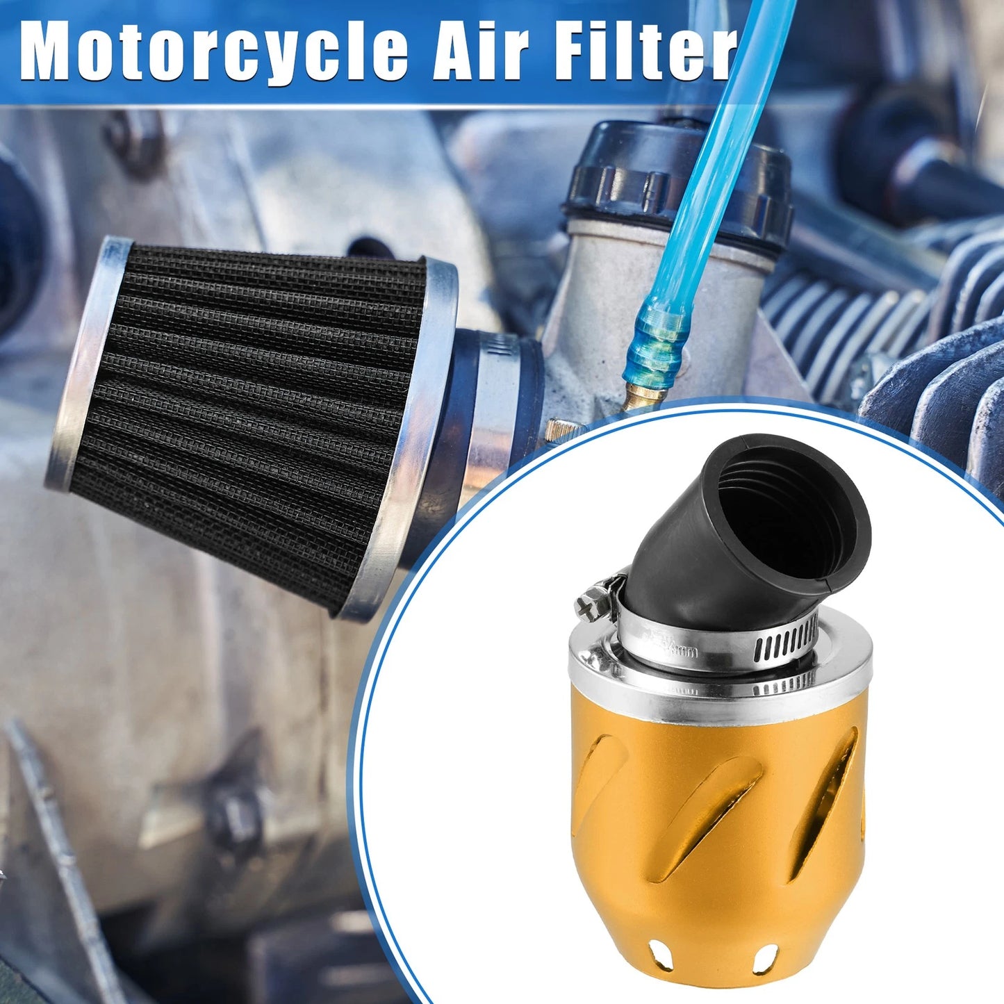 Air Filter for Universal Motorcycle ATV (35mm ID, 140x70mm, Aluminum Alloy)