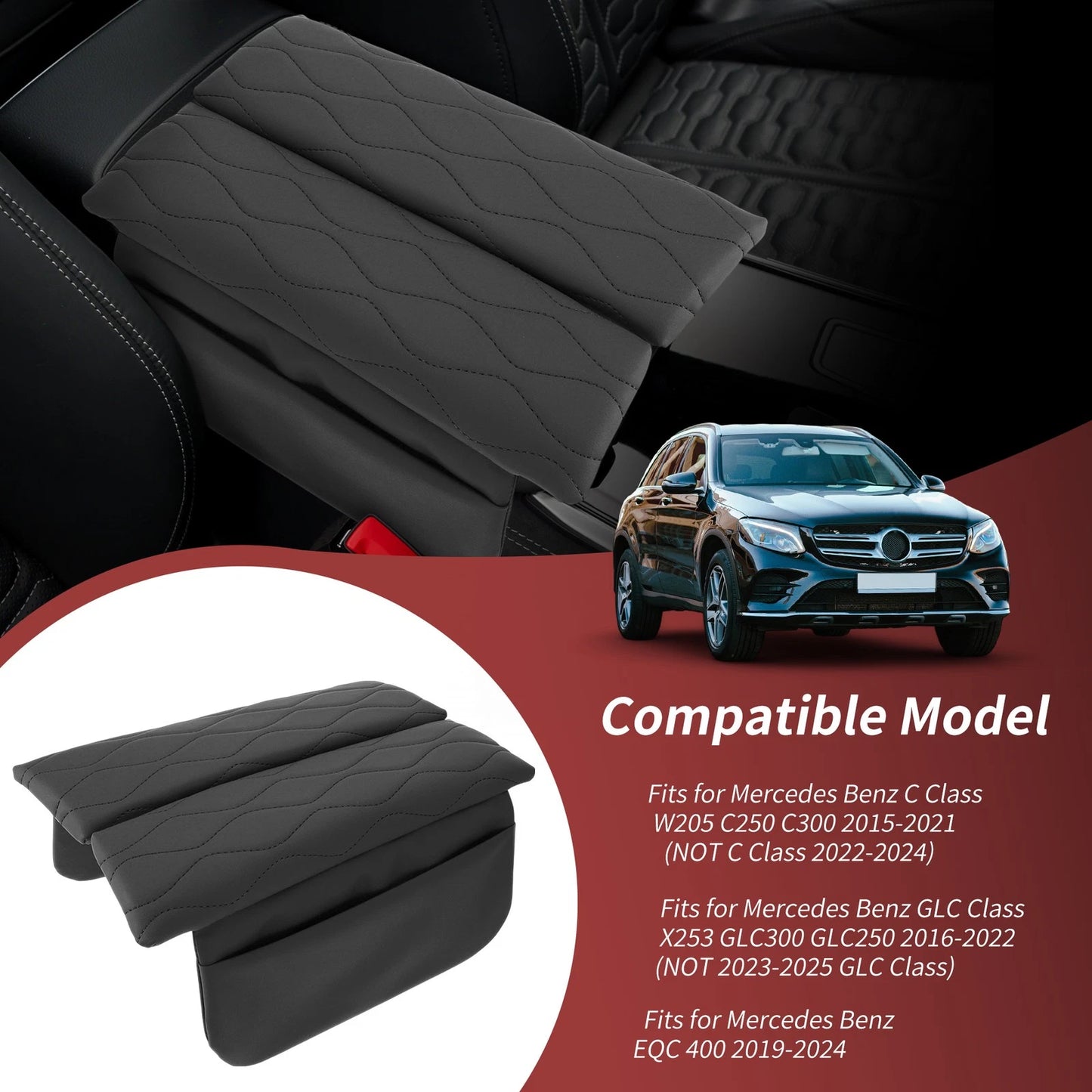 Center Console Cover for Mercedes Benz EQC 400 (2019–2023) Leather Armrest