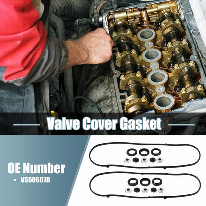 Set of 2 Valve Cover Gaskets for Honda Odyssey (2005–2009) VS50607R Rubber Black