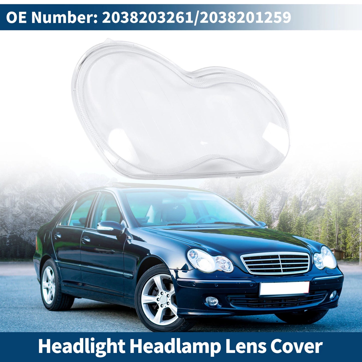 1 Pc Front Right Headlight Lens Cover for Mercedes-Benz (2003–2009) No. 2038203261