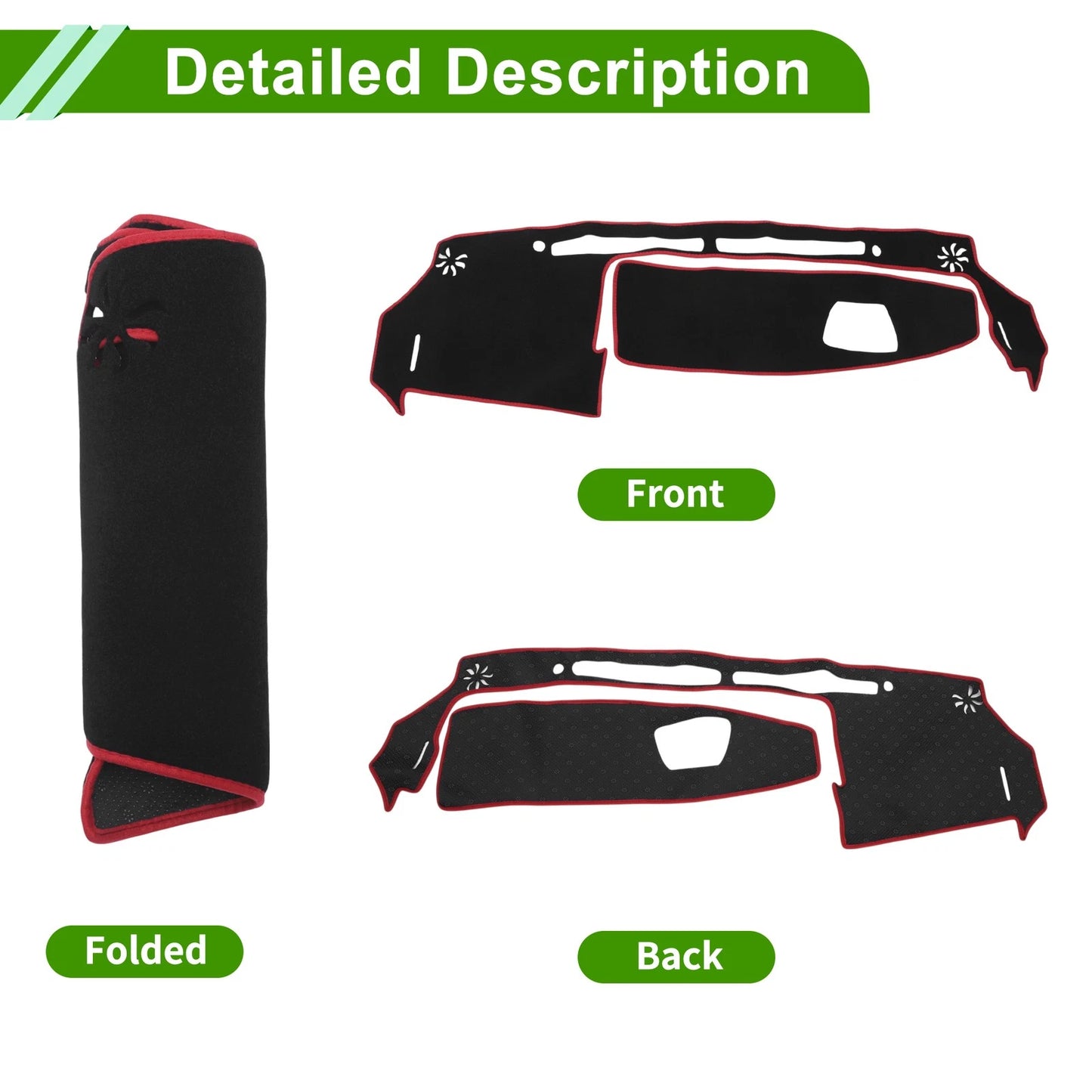 Dashboard Cover for Suzuki WagonR MH35S/MH55S (2013–2022) Black Red Anti-Slip