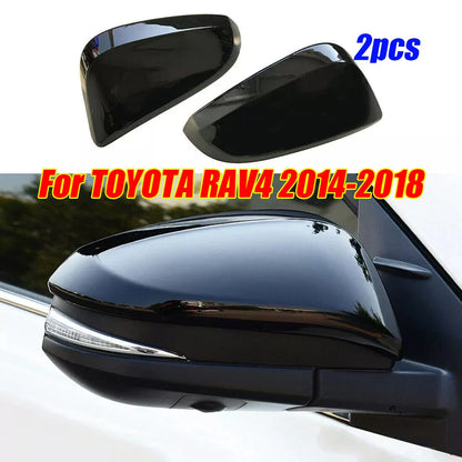 2 x Gloss Black Mirror Cover Trim for TOYOTA RAV4 (2014–2018)
