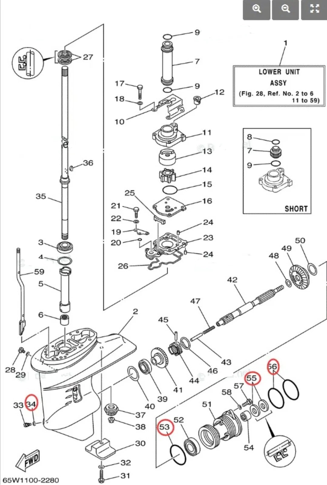 Lower Gearcase Oil Seal Kit for Yamaha F25 4-Stroke (2000–2023)
