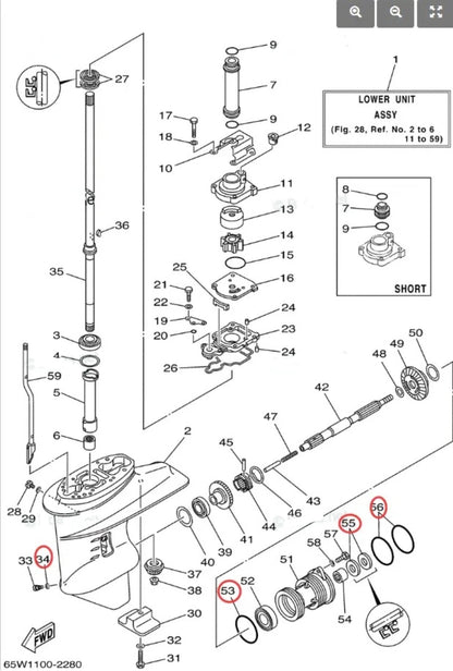 Lower Gearcase Oil Seal Kit for Yamaha F25 4-Stroke (2000–2023)