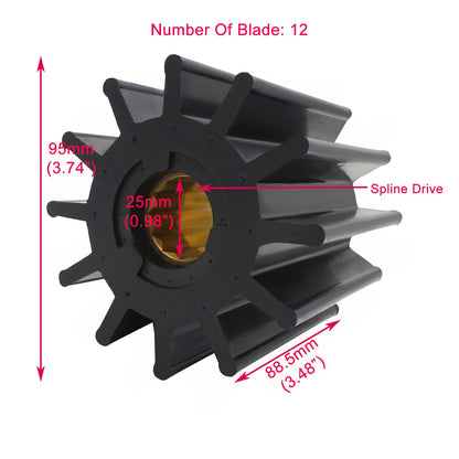 Sea Water Pump Impeller for Jabsco Johnson (Fits Various Models)