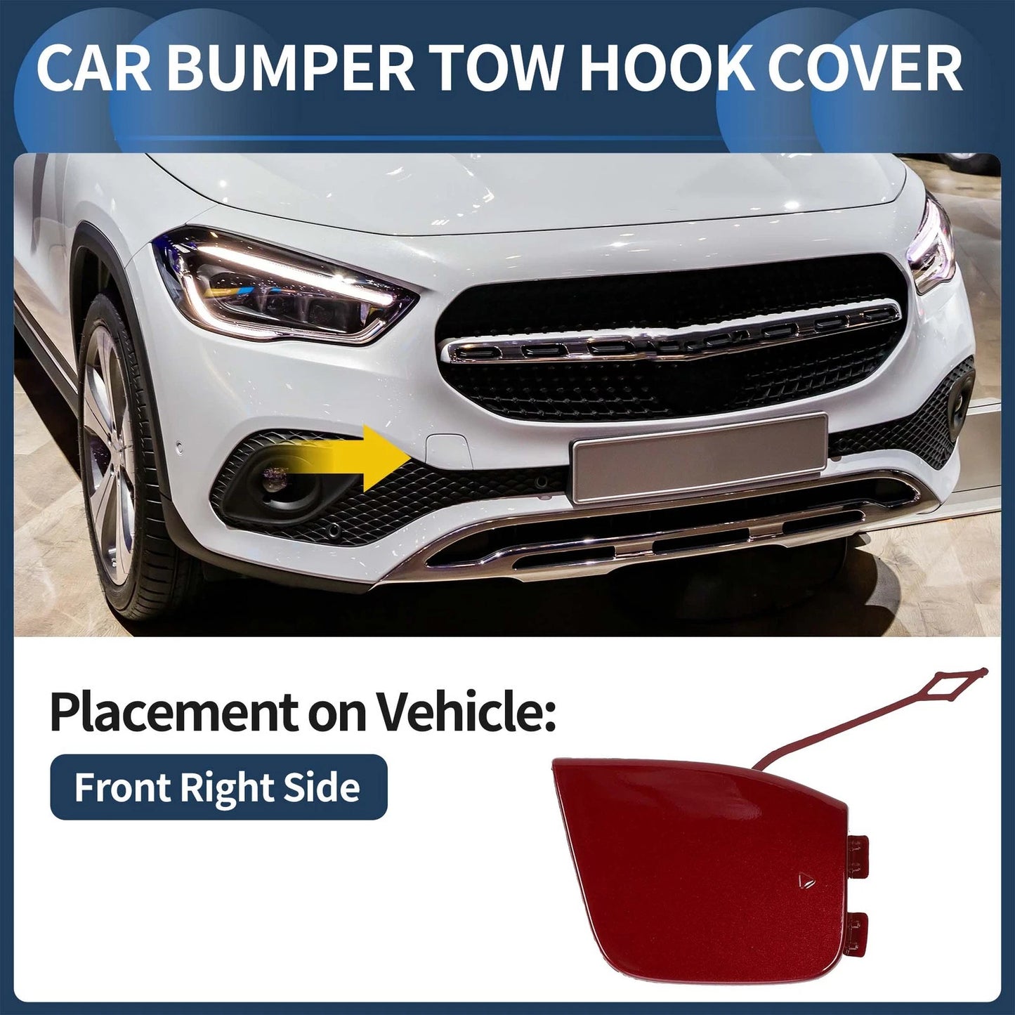 Front Right Bumper Tow Hook Cover for Mercedes-Benz GLA Class (2015–2023) No.A2478859403 Red