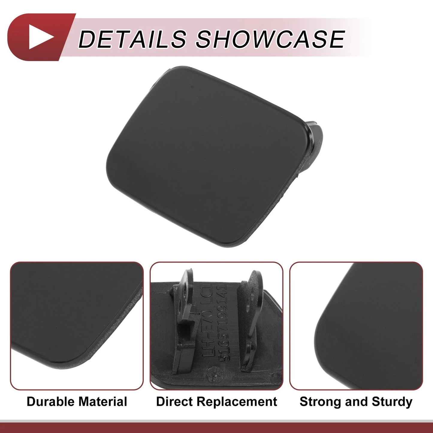 Front Left Bumper Trim Nozzle Cover No. 51657199141 for BMW X5 (2007–2013) Black
