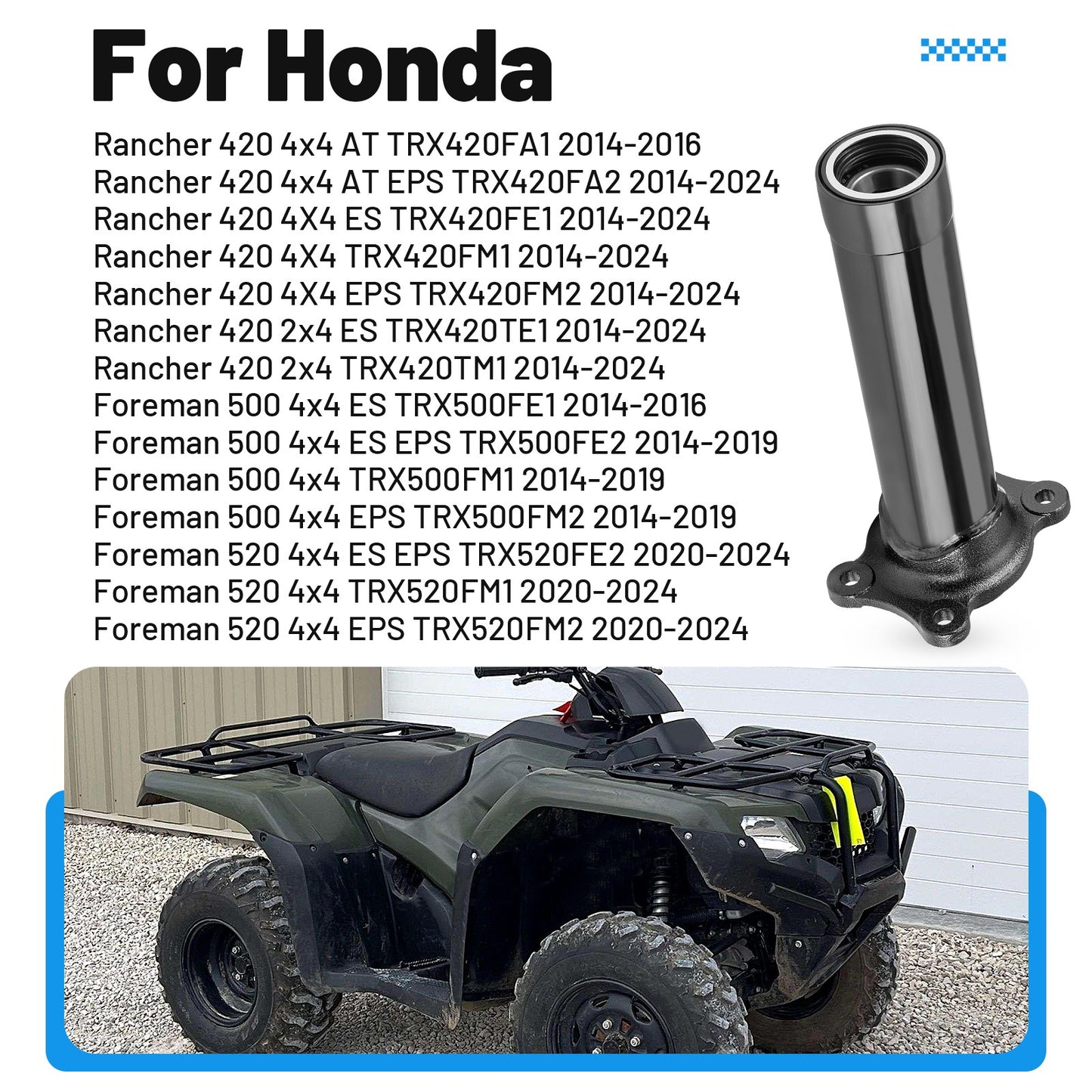 Left axle housing pipe for Honda Rancher TRX420, Foreman TRX500, TRX520 (2014–2024)