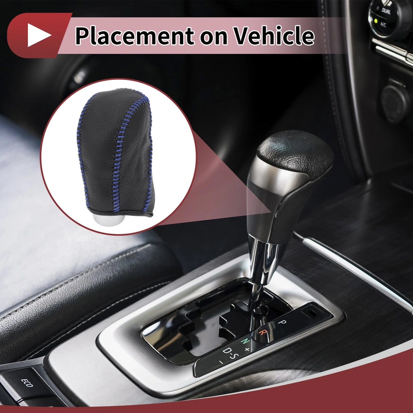 1 Pc Gear Shift Knob Cover for Subaru Forester (2014-2017) Pebbled Black Blue