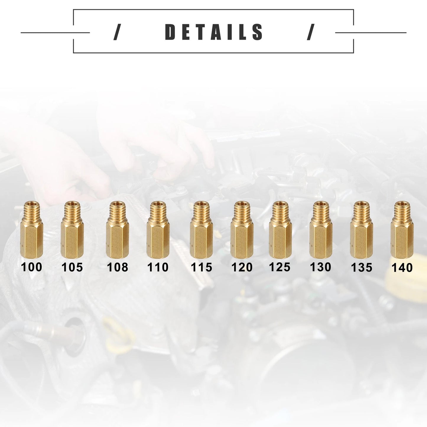 10pcs Carburetor Jets for Motorcycle (100, 105, 108, 110, 115, 120, 125, 130, 135, 140)