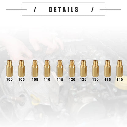 10pcs Carburetor Jets for Motorcycle (100, 105, 108, 110, 115, 120, 125, 130, 135, 140)