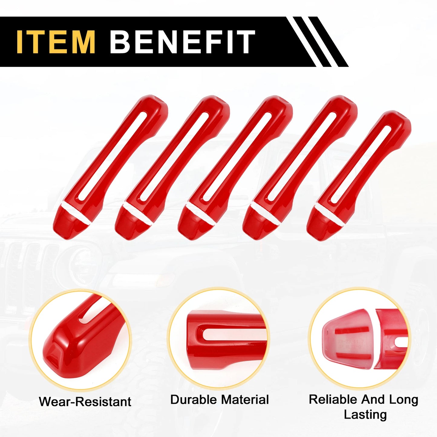 Set of 1 Door Tailgate Handle Cover for Jeep Gladiator JT (2020–2021) Red