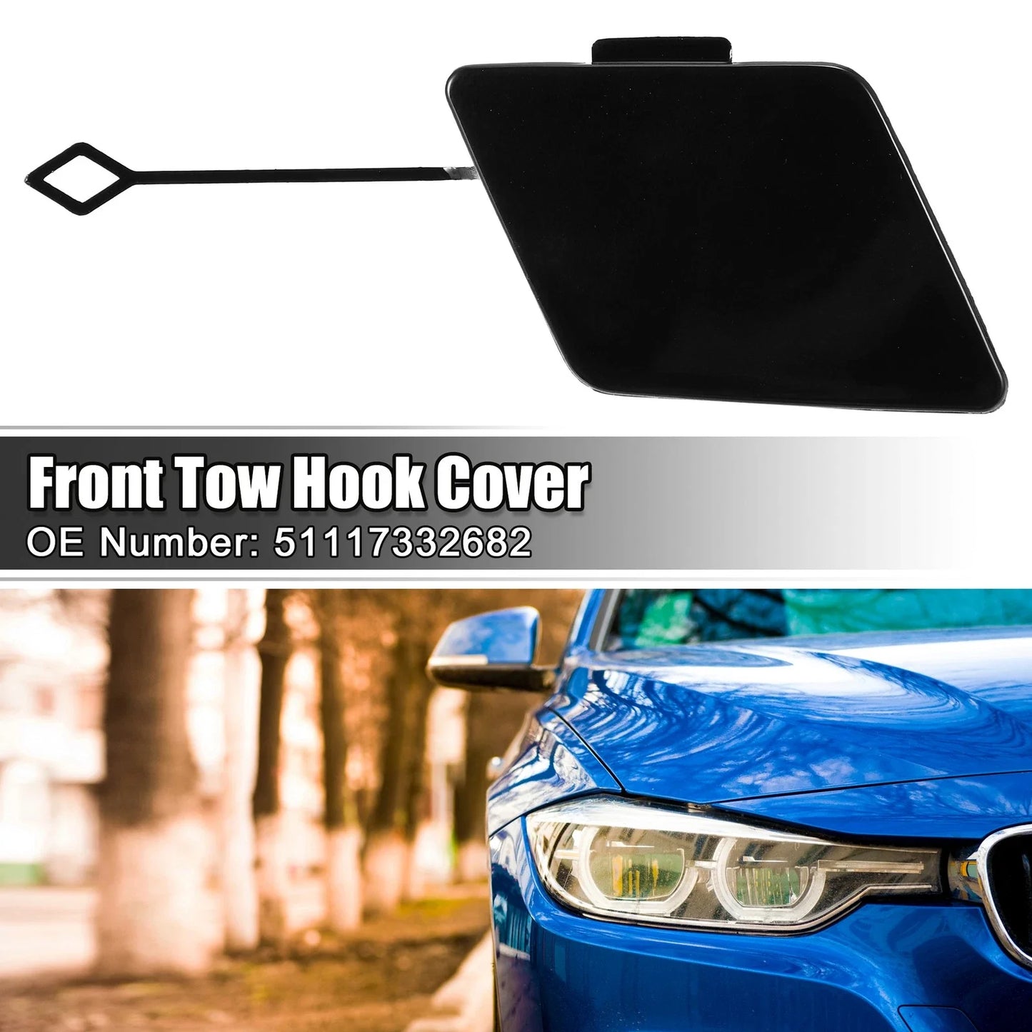 Front Bumper Tow Hook Cover for BMW 5 Series F10 F11 528i 535d 535i Black