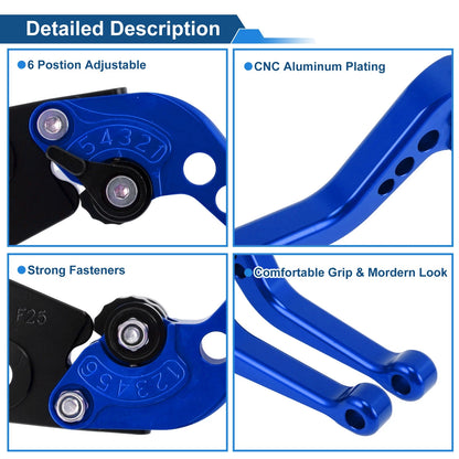 6 Position Adjustable Brake Clutch Levers for Kawasaki Ninja 400R (2011) Blue