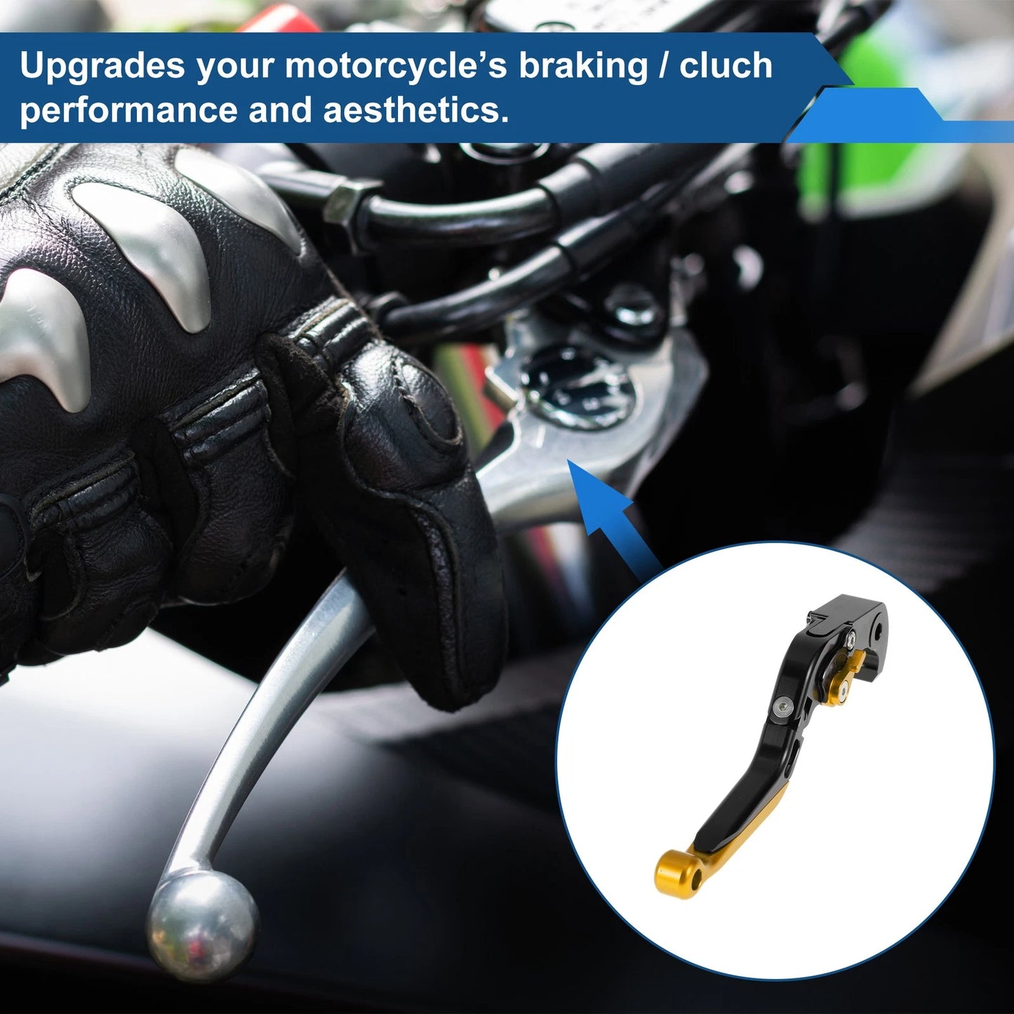 Adjustable Brake Clutch Lever for Kawasaki ZX14R (2006–2023) Black Gold Tone