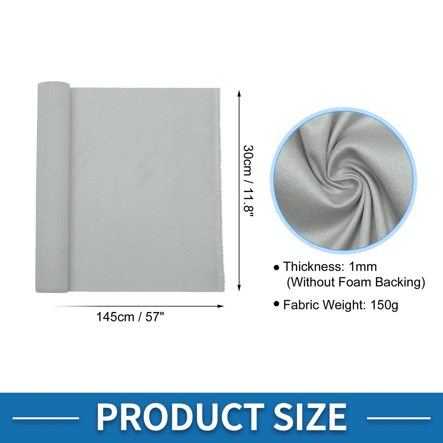 Suede Fabric Headliner for Car Roof Repair - Light Gray (11.8"Lx57"W)