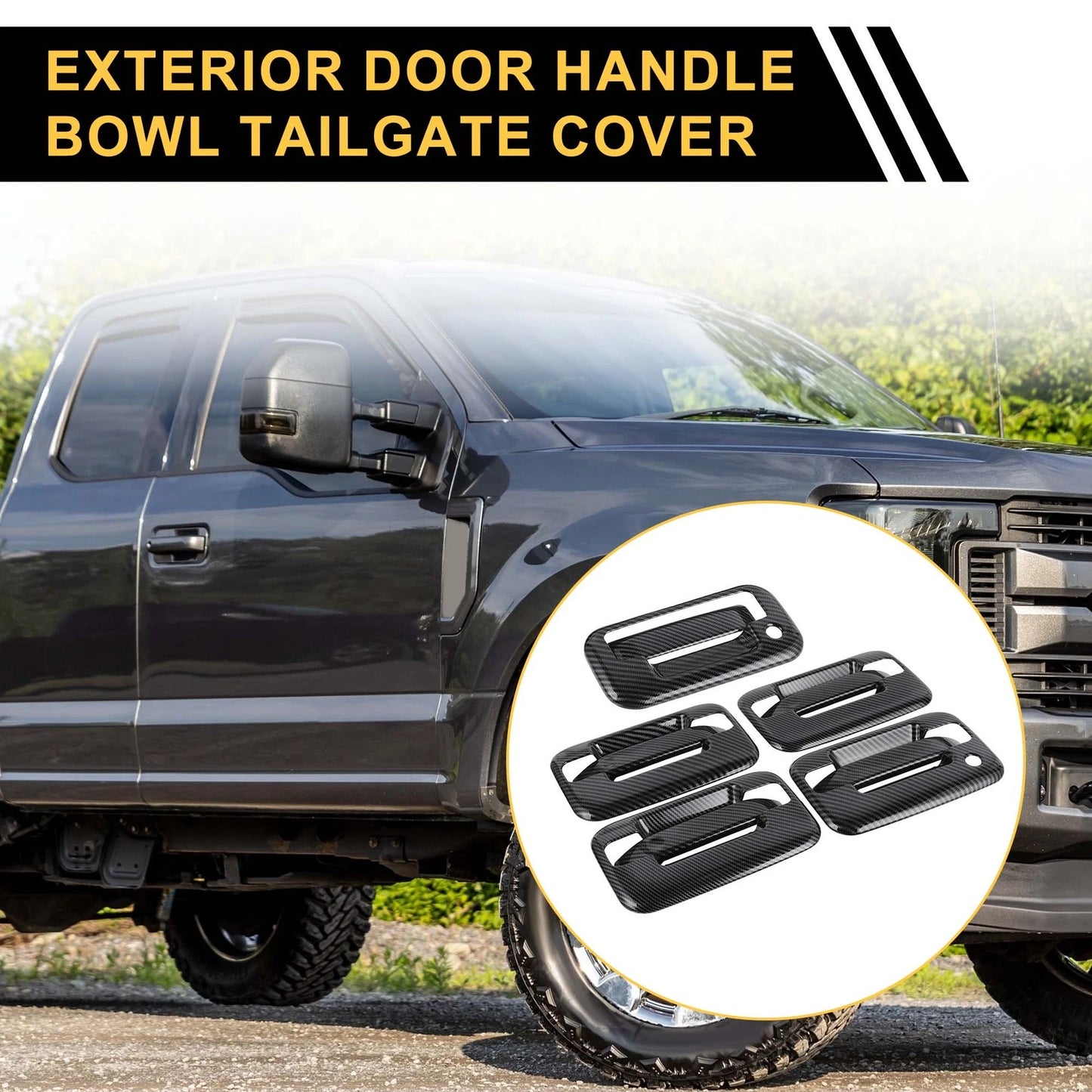 Set of 4 Exterior Door Handle Covers for Ford F-150 (2004–2014) Carbon Fiber Black