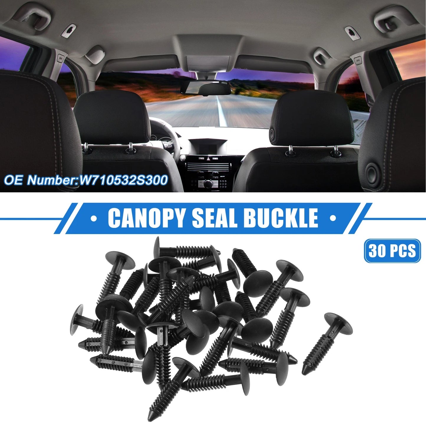 30Pcs Canopy Seal Buckle Clips for Ford Mustang (2005–2012) Black