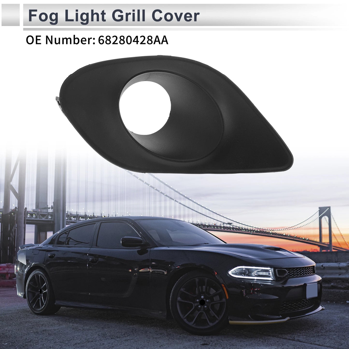 1 Pc Fog Light Grill for Dodge Charger (2015–2020) No. 68280428AA