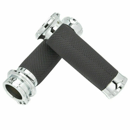 25mm Chrome Handlebar Hand Grips for Harley Sportster, Dyna, Softail (2004-2023)