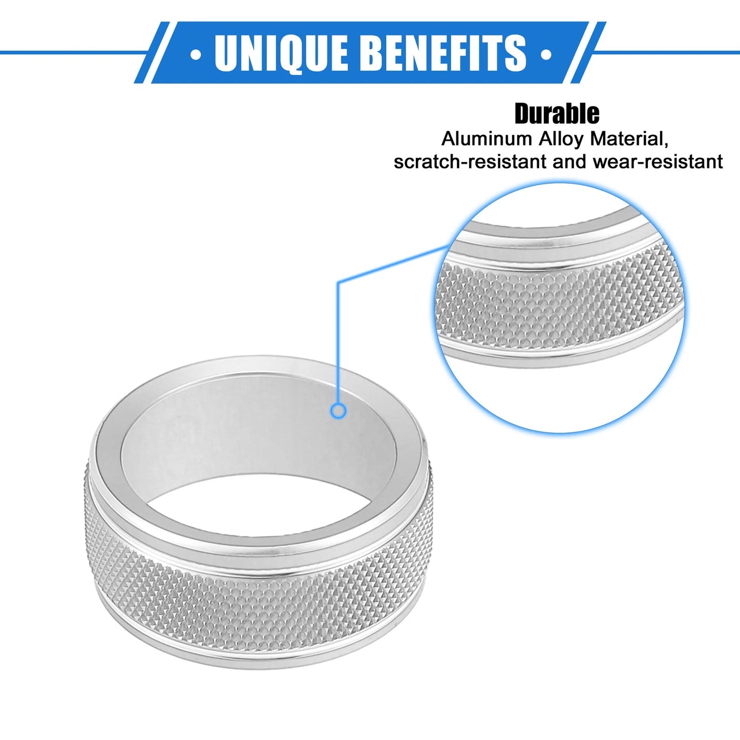 2pcs AC Climate Control Knob Rings for Toyota Camry (2021–2023) Silver Tone