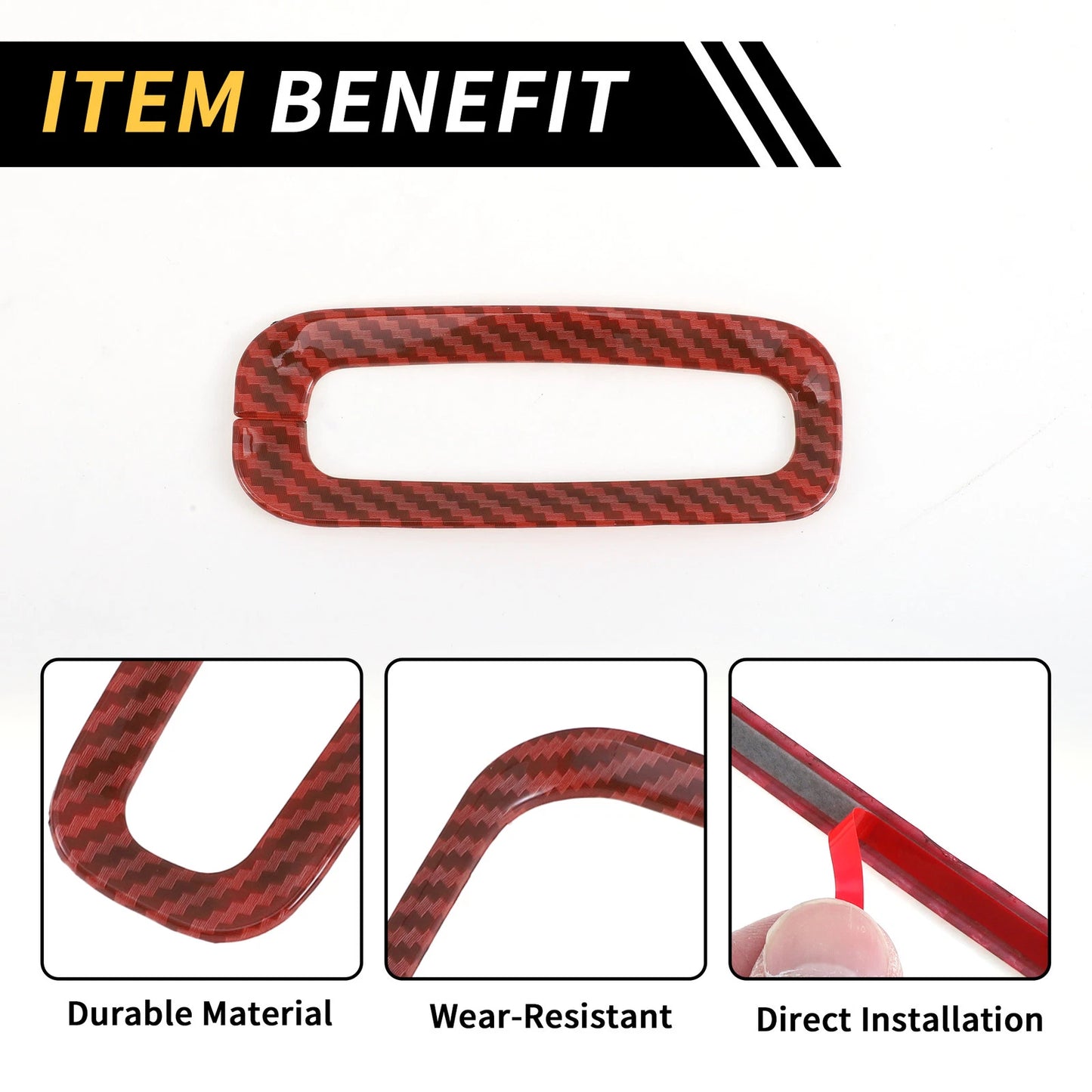 Center Console Gear Shift Ring Panel Cover Trim for Jeep Wrangler JK (2007–2018) - Red