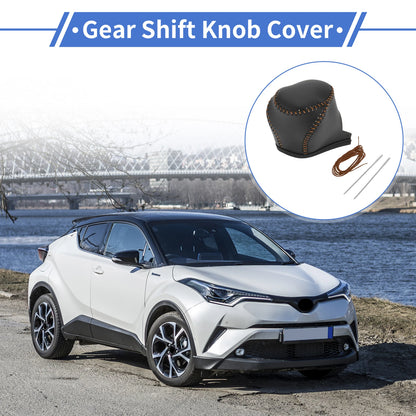 Gear Shift Knob Cover for Toyota CH-R (2017–2021) Black Brown Faux Leather