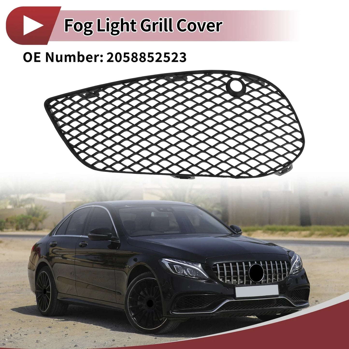 Front Left Fog Light Grill for Mercedes-Benz C350e (2016-2018)