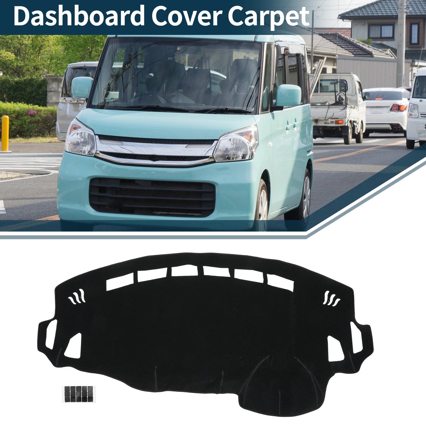 Dashboard Cover Mat for Suzuki Spacia MK32S (2013–2017) with Sticker Black