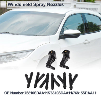 Washer Nozzle Set of 6 w/ Hose Connector for Honda (No. 76810SDAA11)