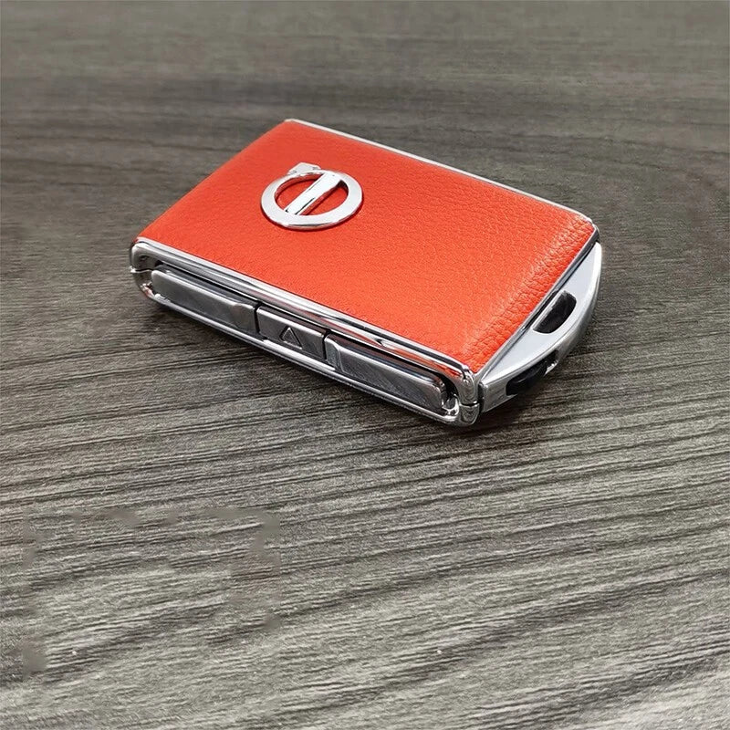 Leather Alloy Key Fob Case Cover Remote Keychain for Volvo XC90 XC60 S90 V90