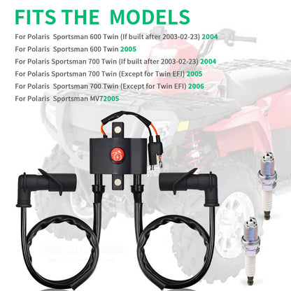 Ignition Coil Spark Plug & Cap for Polaris Sportsman 600 700 (2002–2006)