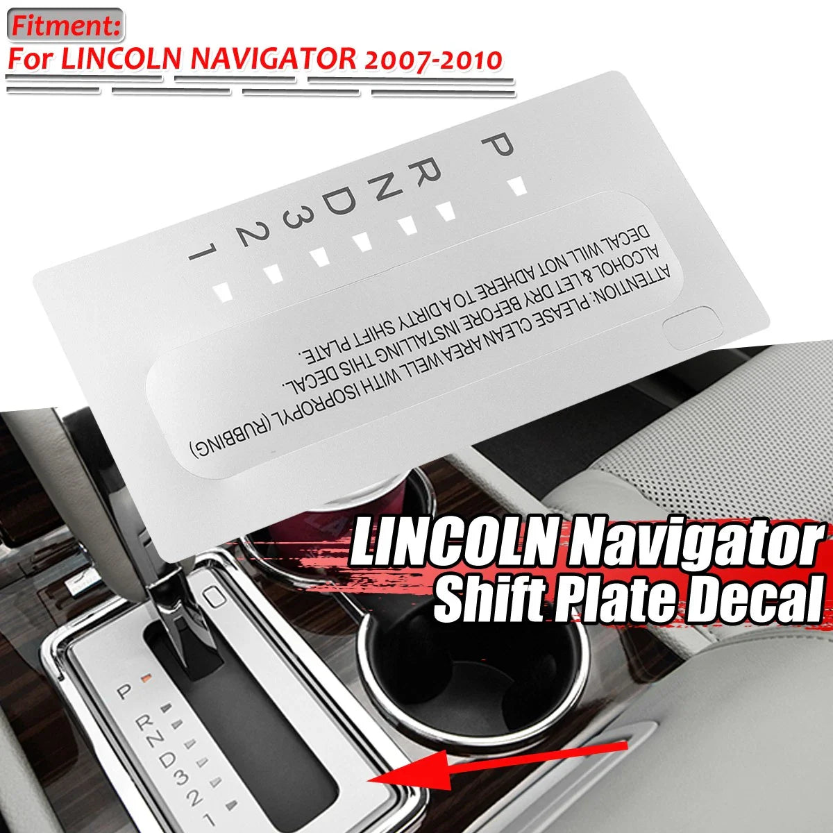 Shifter Sticker Decal Matte Silver for Lincoln Navigator (2007–2010)