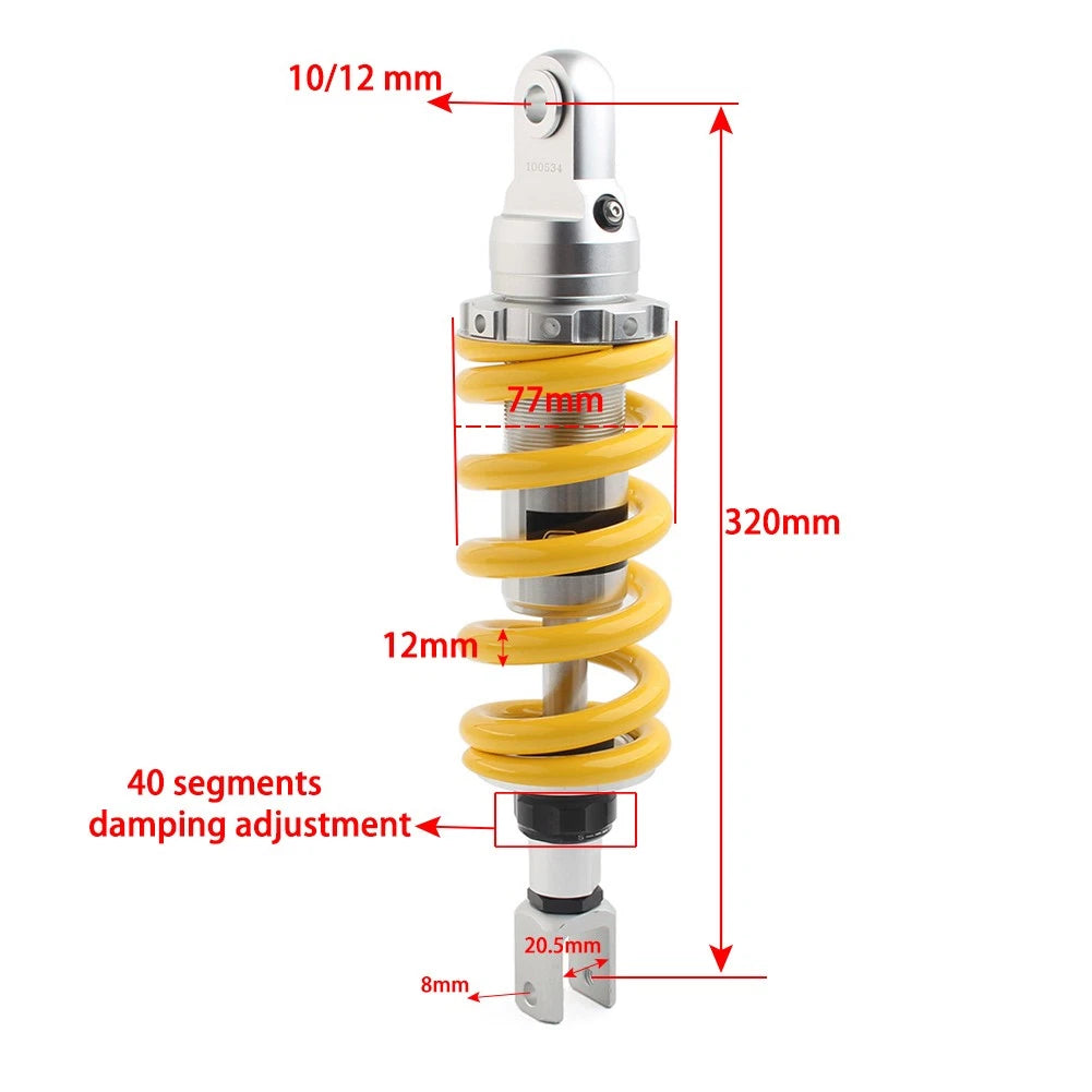 320mm Motorcycle Shock Absorber for Dirt Pit Bike ATV Quad Yellow