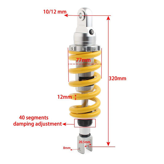 320mm Motorcycle Shock Absorber for Dirt Pit Bike ATV Quad Yellow