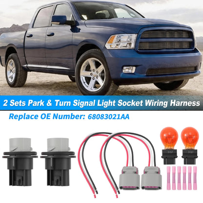2 Sets Turn Signal Light Socket Harness Kit for Dodge Ram 1500 2500 3500
