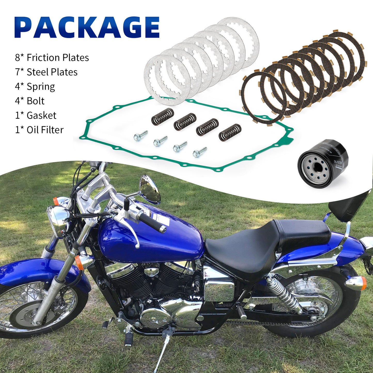 Clutch Friction Steel Plates Kit for Honda Shadow ACE 750 (1998–2003)