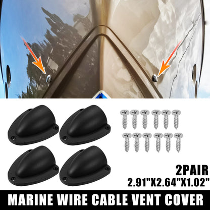 2 Pair Marine Boat Transducer Cap Clam Shell Vent Wire Cover for Various Models
