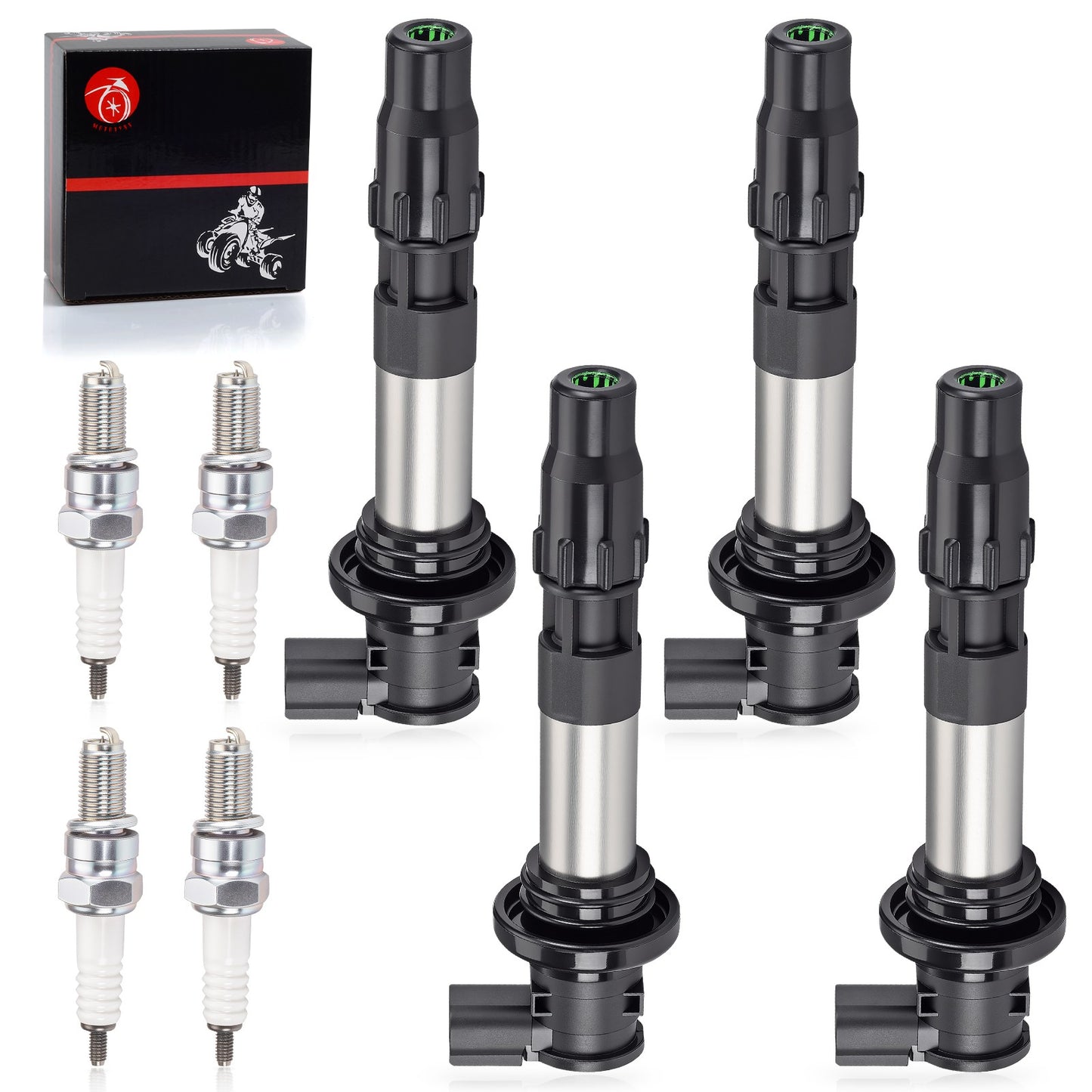 Set of 4 Ignition Coils & Iridium Spark Plugs for Suzuki GSX-R750 (2008–2023)
