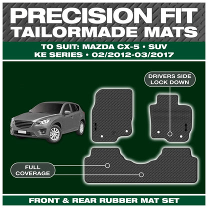Full Set Custom Fit Moulded Rubber Floor Mats for Mazda CX-5 KE (2012 - 2017)
