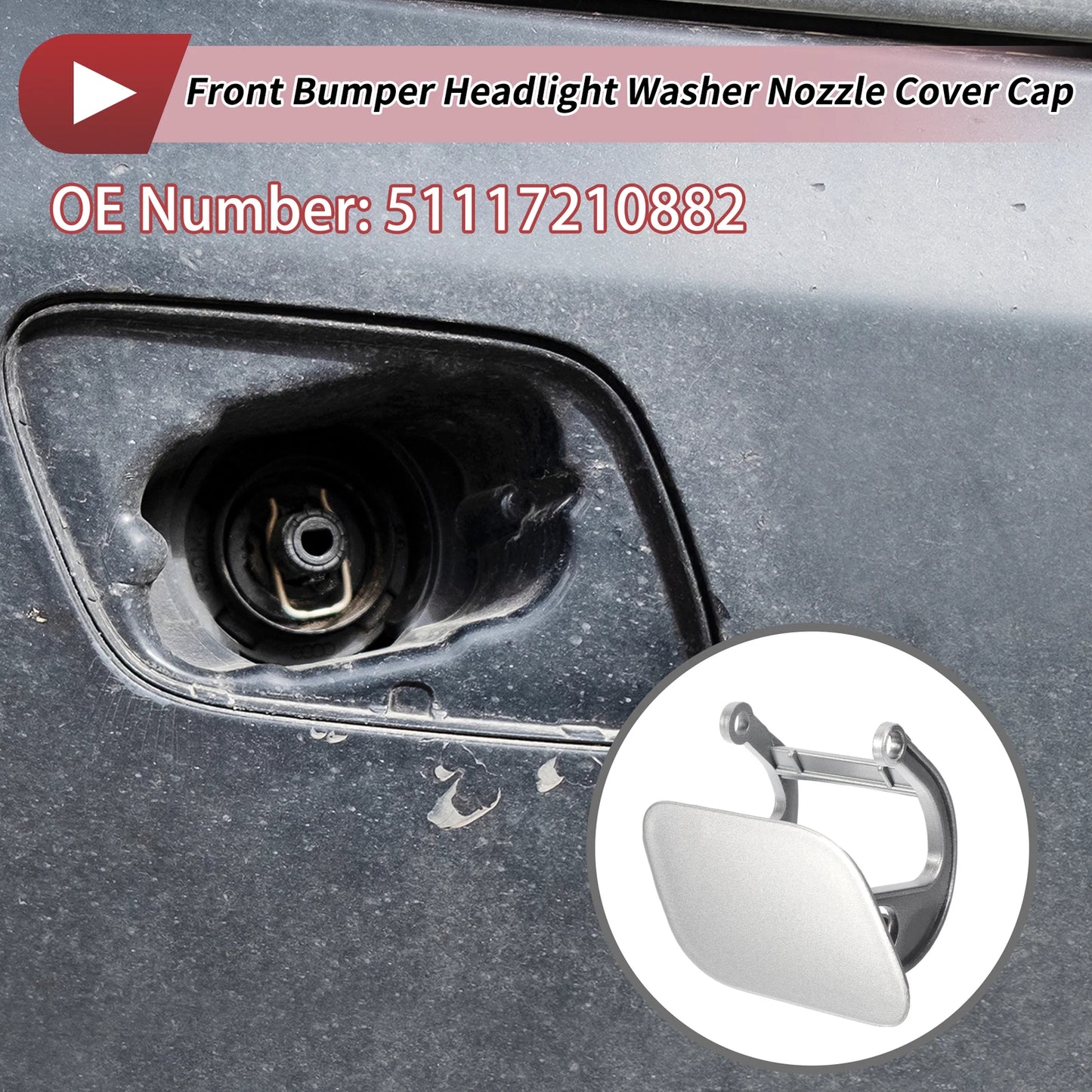 Washer Nozzle Cover Cap No.51117210882 for BMW 740i (2016–2020) Silver Tone