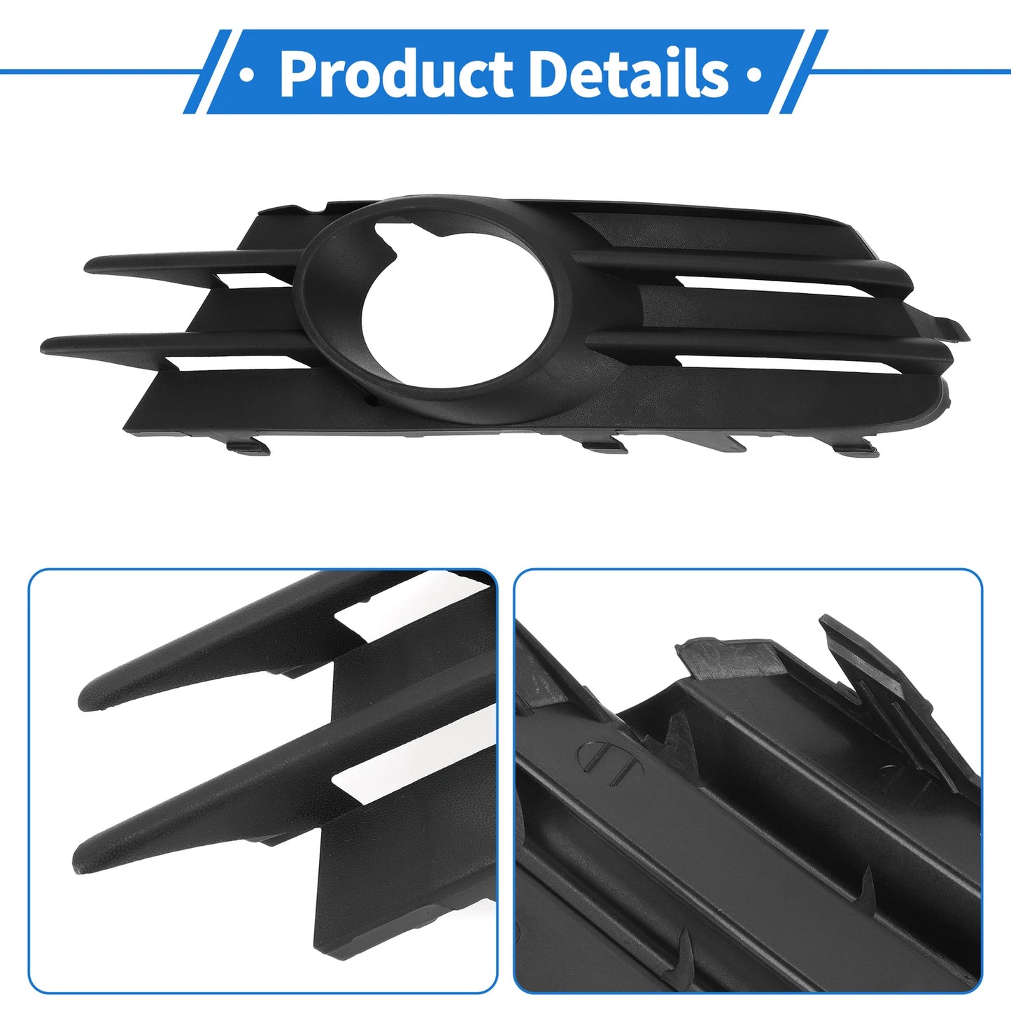 1 Pc Fog Light Grill for Volkswagen Scirocco (2009–2017) No. 1K8853665C Black