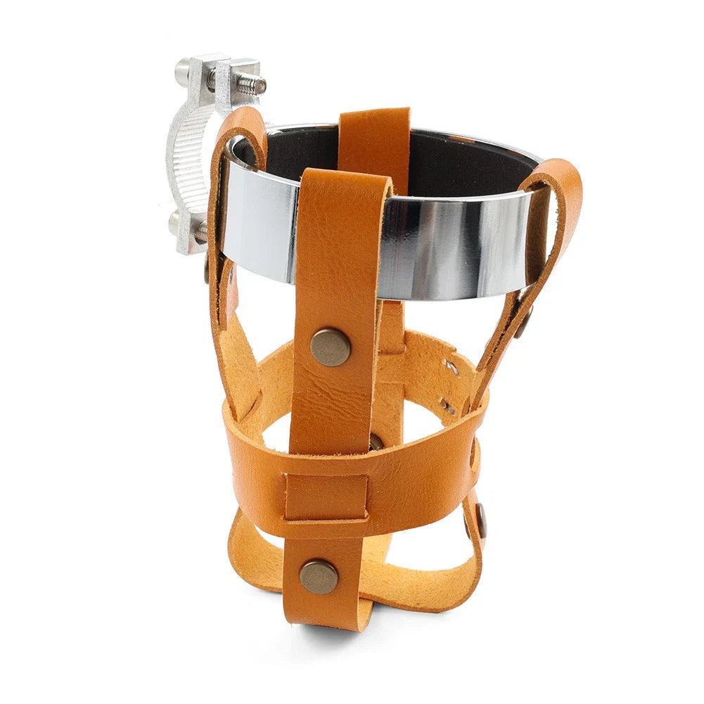 Chrome Orange Handlebar Cup Holder for Harley Chopper