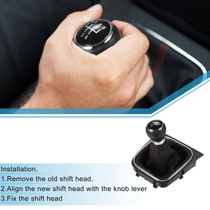 5 Speed Manual Gear Shift Knob with Gaiter Boot for Volkswagen Golf MK5 (2003–2009)