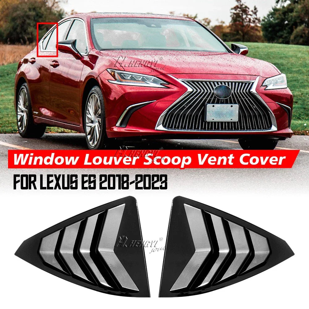 Gloss Black Rear Window Vent Shutter Louver Cover Trim for Lexus ES (2019–2023)
