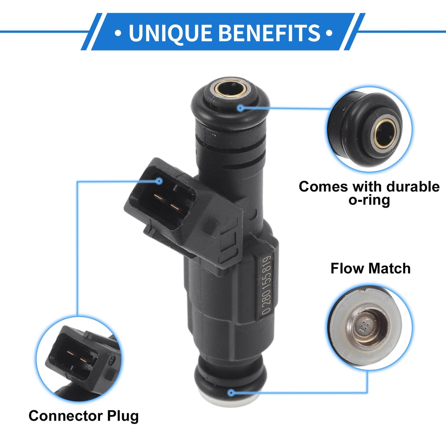 1 Pc Fuel Injector No. 0280155819/988FDA for Audi A4 1.8T (1997–2000)