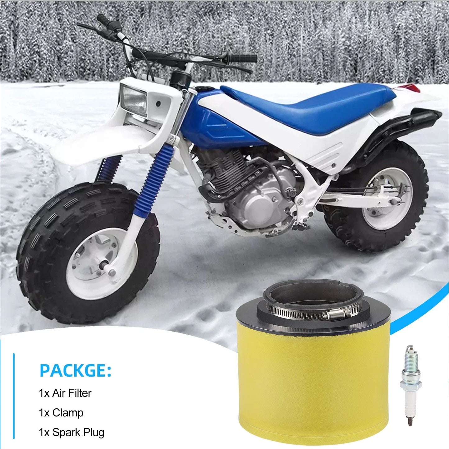 Air Filter + Clamp + Spark Plug for Honda TR200 Fat Cat (1986–1987)